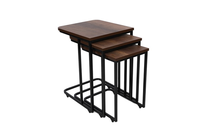 Hanah Home Ce Metal Zigon - 9401 Juego de Mesas Nido (3 Piezas) Nogal y Negro